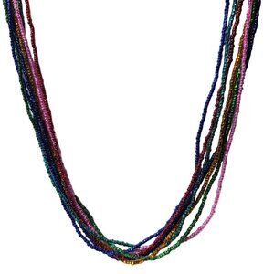 Rainbow Seed Beaded Necklace Multi Strand Pride Retro Fashion Jewelry Women